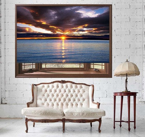 Sunset sea view - view, printed