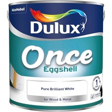 Dulux Once Eggshell Paint 750ml Brilliant White for Interior Wood Metal