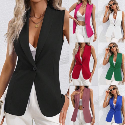 Ladies sleeveless one button - sleeveless,
