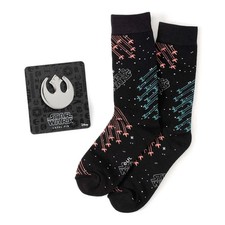 Star Wars X-Wing and TIE Fighter Battle Dress Socks and Lapel Pin Gift Set