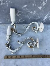 A Wonderful Pair Of Antique Art Nouveau French Brass Shabby Chic Wall Lights