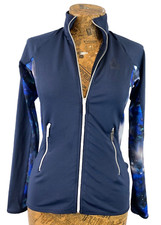 LIPSY LONDON LEISURE JACKET XS BLUE Stretchy Knit Jersey Zip Up Midi Sports