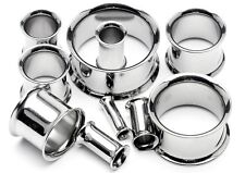 Stainless Steel Tunnel Plugs  Ear Eyelet Double Flare Black Silver Hand Polished