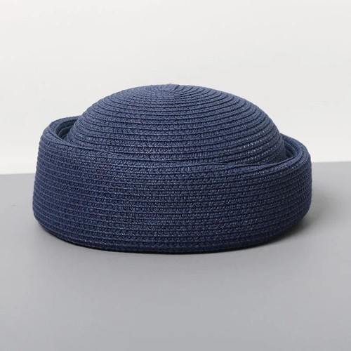 Women straw pillbox hat - straw,