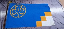 Vintage Baden Powell Girl Guide Parade Flag Brass Trefoil Top & Leather Carry