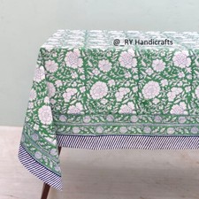 Green hand block printed Table
