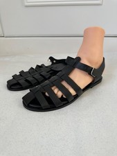Park Lane Black flat fisherman style sandals with metal buckle size UK6