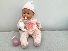 2009 ZAPF Baby Annabell Baby Girl Doll with Bottle Dummy & lamb cuddly