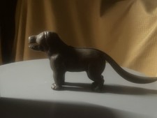 Metal solid heavy Dog Nutcracker 9" Lovely bronze Patina Antique vintage Xmas NR