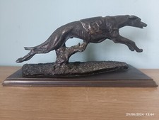 Bronze Effect Greyhound Racing / Coursing Statue On Plinth.Art Deco.Mantlepiece 