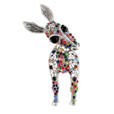 Art Deco Style Enamel Crystal Colorful Donkey Brooch Shawl Pin