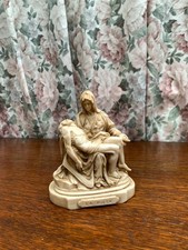 Vintage Alabaster Sculpture Figurine of La Pieta by Michelangelo Made in Italy