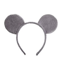 Grey Mouse Ears Velour On Headband Adult Animal Fancy Dress Costume Accessories