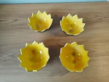 Toni Raymond melon bowls x 4 - High glaze retro dishes - green and yellow