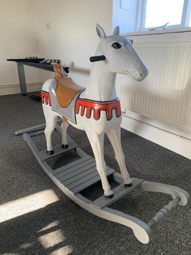 Rocking horse wooden grey - horse,