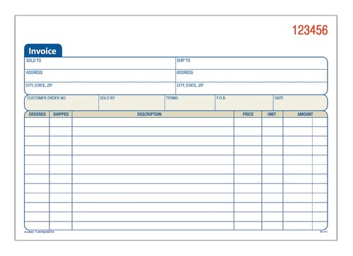 Adams invoice book part 1 - invoice, 3-part,