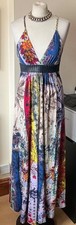 Vintage,firetrap,multicolour,leather trim scrappy maxi dress size S-8/10