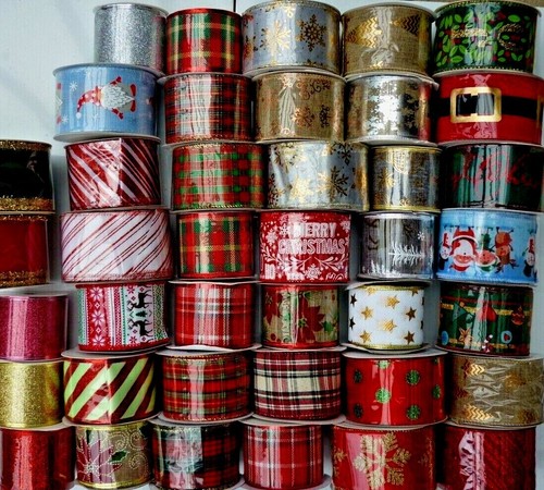 Christmas wired woven ribbon - woven,