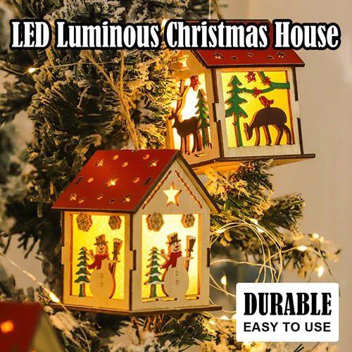 Christmas glowing cabin wooden - christmas,