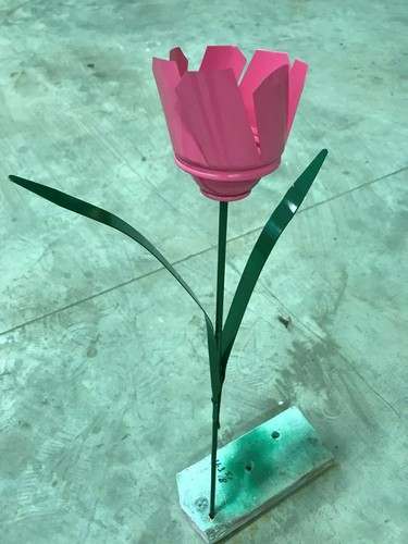 All recycled metal flower - , pink