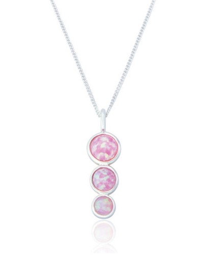 Small pink opal round - pink, pendant