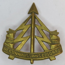 RECONNAISSANCE CORPS BRASS ARMY CAP BADGE WWII pattern