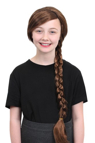 Girls brown plait wig book - girls,
