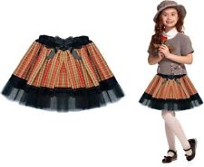 Kids Tartan Tutu with Lace Trimming Satin Bow Scottish Burns Fancy Dress Outfit