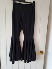 Abba Bell Bottom Flare Hem Halloween Costume Black Trousers Size 8