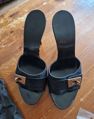 Gucci canvas mule stiletto - gucci,