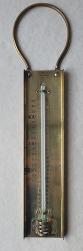 Vintage brass thermometer - vintage,