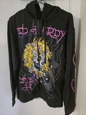 Ed Hardy Hoodie Men Dark Grey