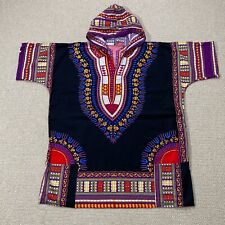 VINTAGE African Dashiki Shirt Mens Large Black Tribal Art Ethnic Wakanda Hooded