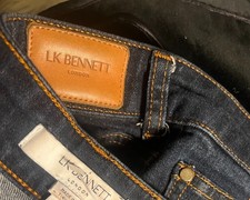 LK Bennett SK Willow  Denim Blue Pencil Skirt Size UK 10 Jersey Stretch