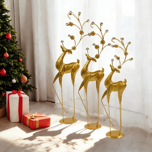 3pcs gold reindeer - 3pcs,