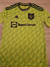 ADIDAS Manchester United 2022-2023 Neon Green Football 3rd Shirt Size Age 15-16