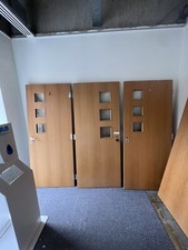 Oak Fire Glass Fd30 Door Commercial Industrial Office Door. 33”x78”x44” 