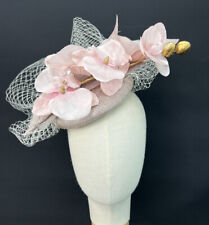 Ladies TRACY-ANN Millinery Button , Heather  Cream Veil Pinks and Gold colours..