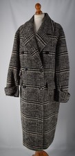 Ladies M&S Limited Edition Black & Grey Check Wool Blend Coat Size UK 16