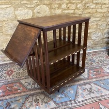  Large Oak Antique Library Revolving Bookcase Victoria Heavy reading slope index