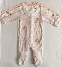 BNWT Baby Girls 3 pack Pretty Sleepsuits in Pink 12-18 months NEXT