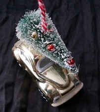 Gold Car with Bottlebrush Christmas Tree Christmas Decorations