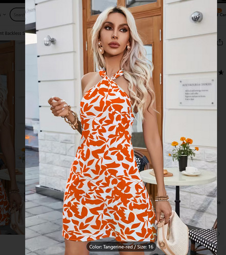 Orange backless halter neck - orange,