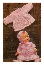 BABY/doll  knitting  pattern jacket  dress bonnet booties 16 / 20 inch doll 