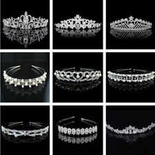 Silver Bridal Veil Tiara Diamante Rhinestone Crown Wedding Party Prom Headband