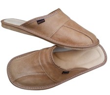 Leather Slippers for Men Brown