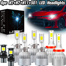 For Audi A4 B8 2007-2016 H7 100W Headlight 6000K White Led Fog Side Light Bulbs