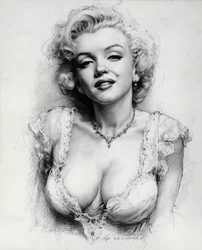 Monochrome sketch marilyn - sketch, of