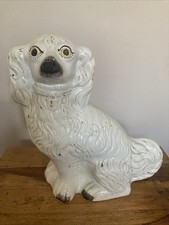 Antique Large Staffordshire Spaniel Dog Statue, 31cm Tall