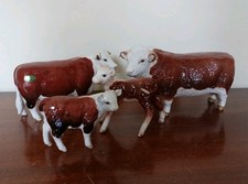 Beswick Hereford Family Bull & Cow 'Champions' and Calf's 854 & 1827C - Scarce 